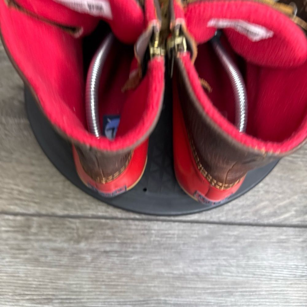 Sperry Top-Sider Saltwater Rain Boots Leather Rubber Women's Size 7.5 Red Brown - Picture 7 of 10